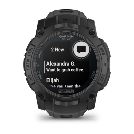 Instinct® 3 – 50 mm, Solar, Tactical Edition, Schwarz mit Schwarzem Armband – Garmin