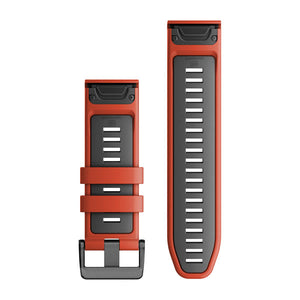 QuickFit® 26 Uhrenarmbänder, Flame Red/Graphite Silikon – Garmin