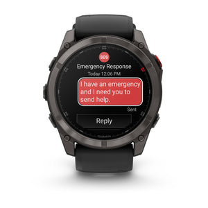 fēnix® 8 Pro – 51 mm, AMOLED, Sapphire, Carbon Grey DLC-Titanium mit Schwarz/Pebble Grey Silikonarmband – Garmin