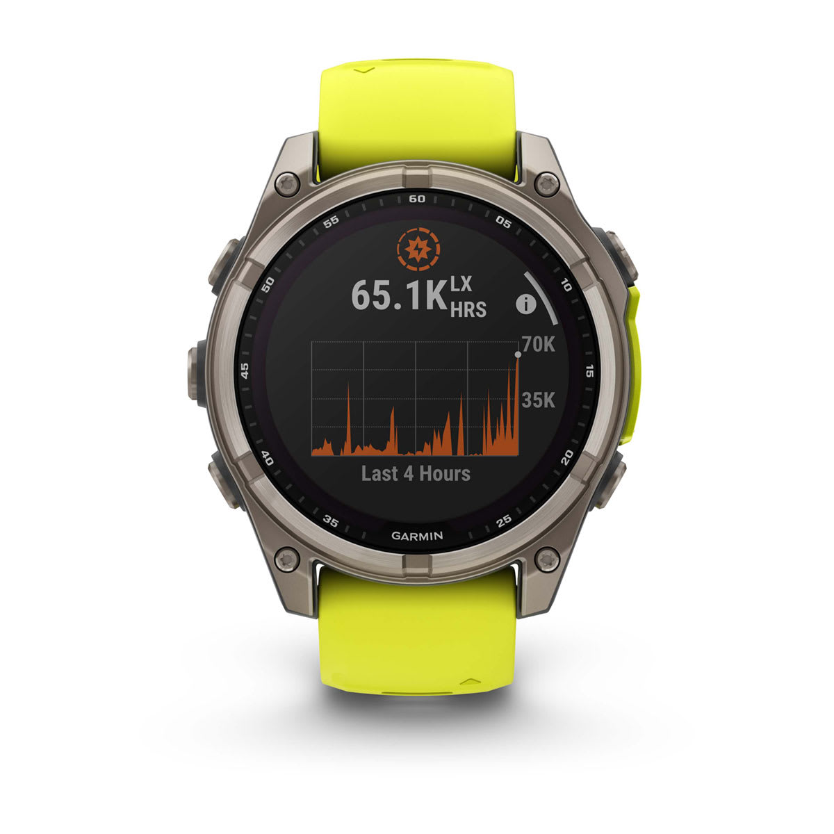 fēnix® 8 – 47 mm, Solar, Sapphire, Titanium mit Amp Yellow/Graphite Silikonarmband – Garmin