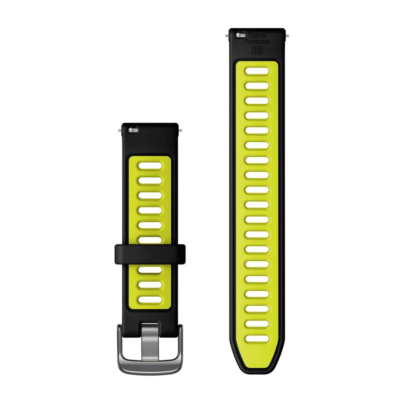 Quick Release remme (18 mm), Sort/Amp Yellow silikone, Slate hardware 2