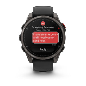fēnix® 8 Pro – 47 mm, AMOLED, Saphir, Carbon Grey DLC-Titanium mit Schwarz/Pebble Grey Silikonarmband – Garmin
