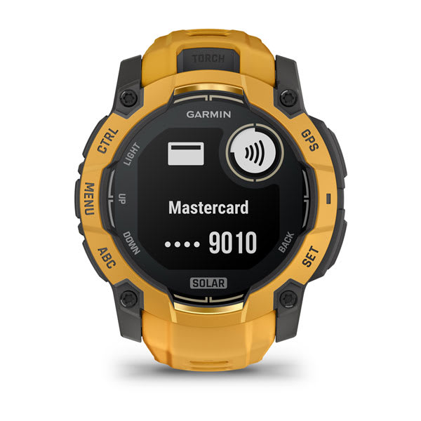 Instinct® 3 – 50 mm, Solar, Sunburst mit Sunburst/Grauem Armband – Garmin