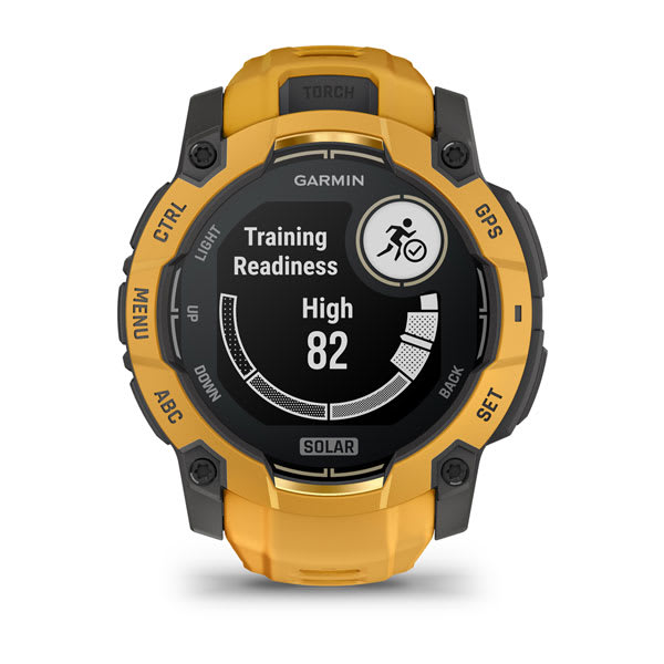 Instinct® 3 – 50 mm, Solar, Sunburst mit Sunburst/Grauem Armband – Garmin