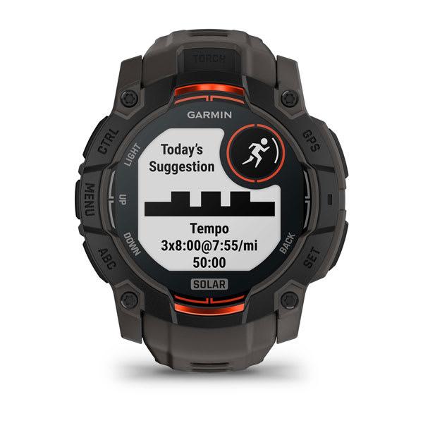 Instinct® 3 – 50 mm, Solar, Schwarz mit Charcoal-Armband – Garmin