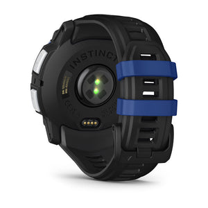 Instinct® 3 – 50 mm, Solar, Whitestone mit Schwarz/Bolt Blue Armband – Garmin