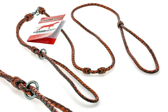 Showleine rund geflochtenes Leder - PROF DOG